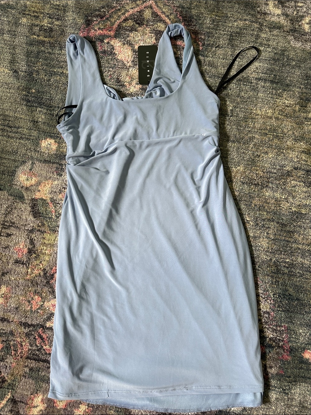 21 Saints Sleeveless Light Blue Twist-Front Formal Mini Bodycon Dress Large NWT - Picture 8 of 8